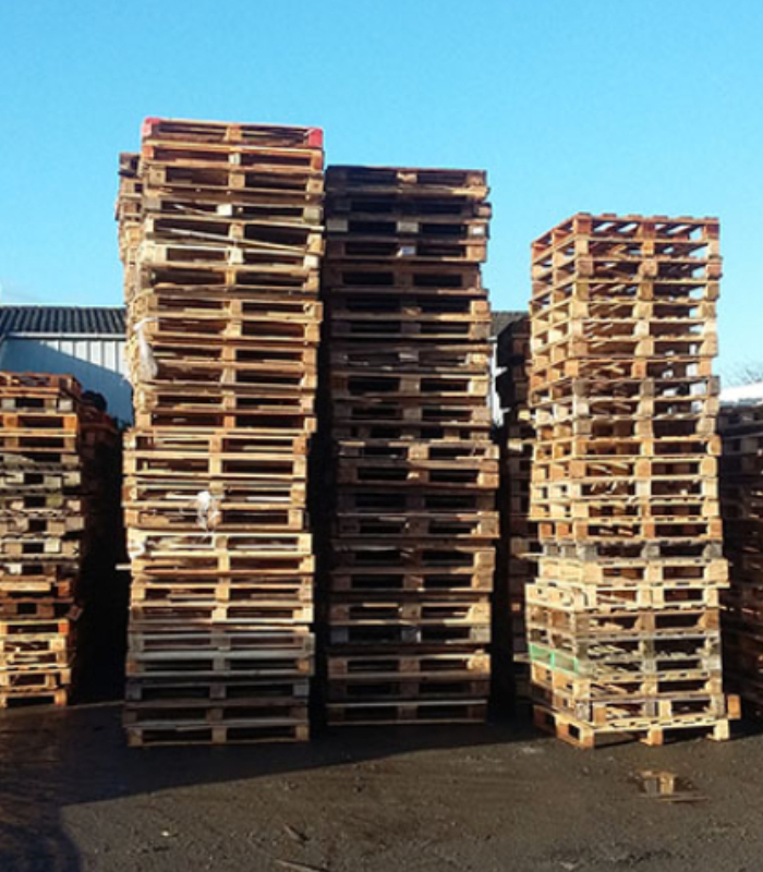 Parc extérieur de palettes standards et Europe en bois pour professionnels chez Center Euro Palettes